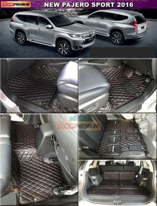 พรมปูพื้นรถยนต์ PAJERO SPORT (ปี2016-20) พรม6D VIP หนาพิเศษ สีดําด้ายแดง เต็มคัน
