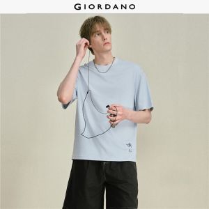 Giordano Men Abstract bird embroidery patch short sleeve tee Free Shipping 18026717