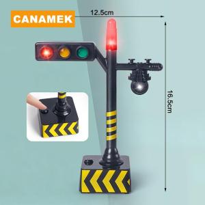 【CANAMEK】 Mini Traffic Signal Light Educational Toy Model with LED Simulation Road Sign Scene for Traffic Learning