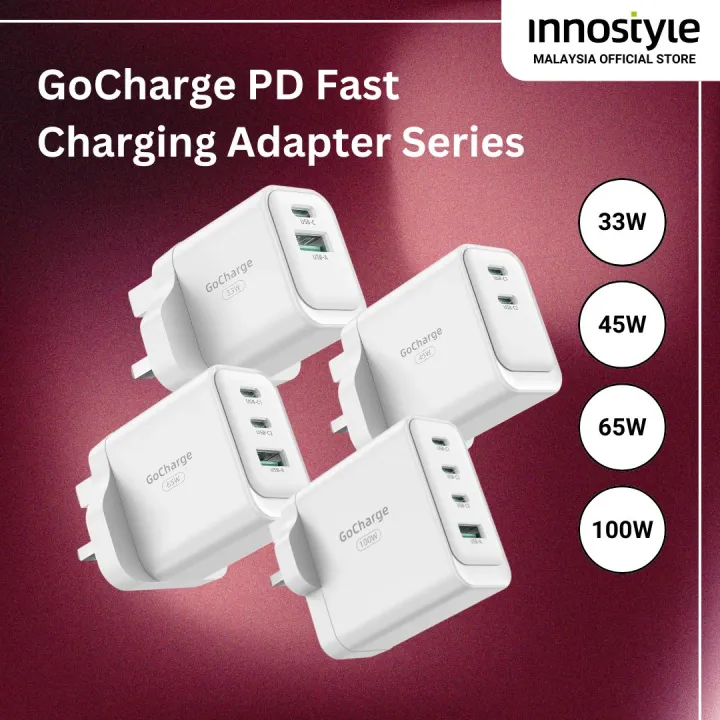 InnoStyle GoCharge PD Fast Charging Adapter Series (33W/45W/65W/100W) | USB-C Type C Charger & Fast Charging Adapter Bundle