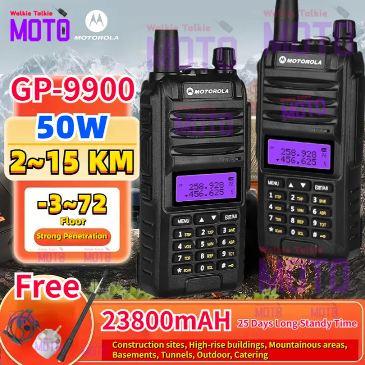 Motorola GP9900 Walkie Talkie 128CH Free Earpiece Dual Band Portable 2 Way Radio UV-5RE