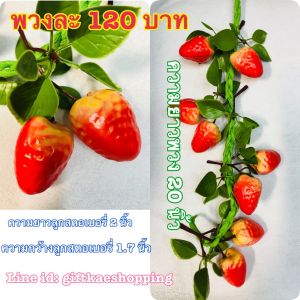 ผลไม้ปลอม พวงสตอเบอรี่จำลอง (ลูกเล็ก) ความยาวของพวง 18.5 นิ้ว