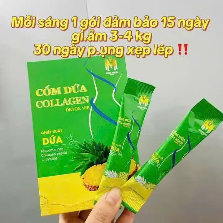 Trà Cốm Dứa Collagen Chính Hãng Hộp 15 Gói Hỗ Trợ Đẹp Dáng Đẹp Da chính hãng