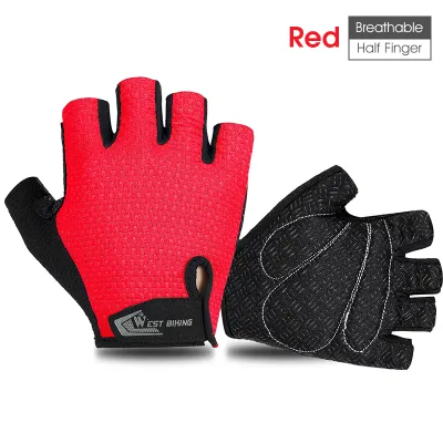 WEST ถีบจักรยานปั่นจักรยานถุงมือเปิดนิ้วจักรยานถุงมือฤดูร้อน Anti-Slip Breathable MTB จักรยานถุงมือฟิตเนสผู้ชายผู้หญิงถุงมือขี่จักรยาน