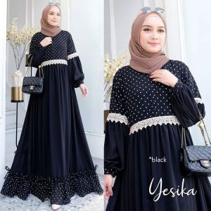 Baju Gamis Terbaru 2023 Kekinian YESIKA MAXY MONALISA MIX CERUTY BABYDOLL FULL PURING APL RENDA