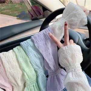 KGAA40 Lưới ren Áo chống nắng Chống tia cực tím Màu đơn sắc Ống tay áo Thời trang Thoáng khí Găng tay không ngón Lái xe