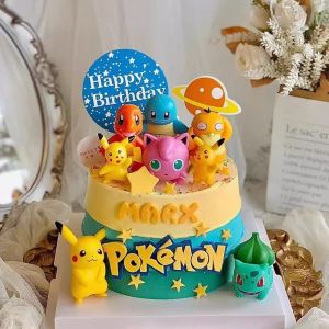 6pcs Pokemon Cake Topper Anime Figure Pikachu Party Happy Birthday Pokemon Cake Decoration Supplies Ornaments Boy Kids Gift