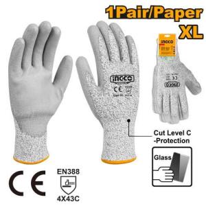 Buildmate x INGCO Cut-Resistance Gloves Level C PU Coated Palm XL Size Safety Work Gloves HGCG02-XL IHT