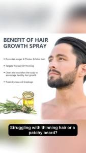 5% Minoxidil Hair & Beard Growth Spray with tin for Men & Women Hair Regrowth ment for Hair Loss & Thinning for Stronger Thicker Fuller thier Hair for All Hair Types (3.38 oz Black)