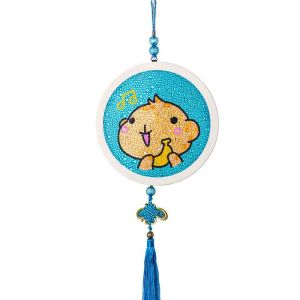 DIY 5D Diamond Painting Lukisan Shio Dengan Frame Bundar Tassel