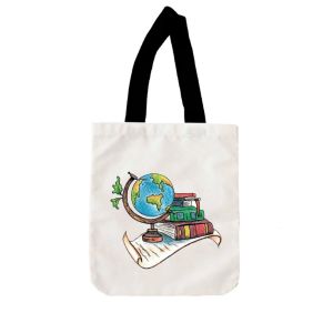 Totebag Kanvas Tote Bag Kombinasi Print DTF Motif Traveling | Devva.id