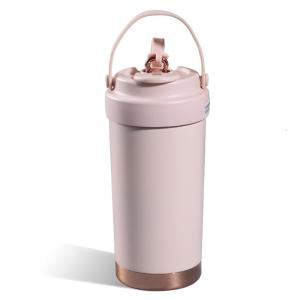 Ceramic Interior Thermal Cup for Women Large Capacity Double Layer Insulated Straw Water Bottle Leak Proof Drinkware