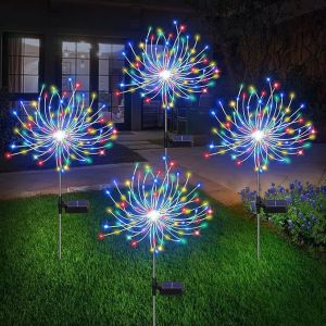 Solar LED Firework Light Copper Wire Christmas Fairy Lights Lawn Pathway Light Garden Decoration 8 Lighting Modes 240LED