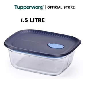 Tupperware Voila™ Glass Collection 1.5L Rectangular (Mineral Blue) TP0044 Microwave & Freezer Safe Food Container