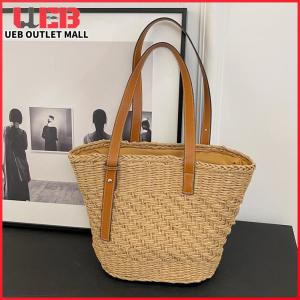 UEB Straw Beach Bag Large Summer Shoulder Bag Woven Underarm Bag Holiday Travel Handbag for Women