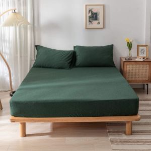Cotton Pure™ Verde Green Jersey Cotton Fitted Sheet Set