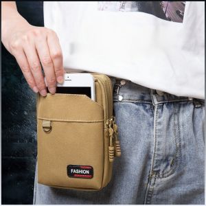 กระเป๋าใส่โทรศัพท์มือถือ ผ้าอ๊อกซ์ฟอร์ด กลางแจ้ง กระเป๋าอเนกประสงค์ ปกป้องโทรศัพท์มือถือ สีเขียวทหาร