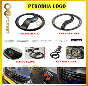 1 Set (Front+Rear) Logo Emblem Matte Black / Carbon For Perodua Viva Aruz Myvi Lagi Best Icon Alza Bezza Axia Kelisa