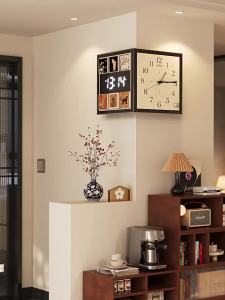 Creative Wall Clock Home Decor Digital Wall Clock For Bedroom Creative Double-Sided Corner Ins Table Living Room French New Corner Digital Wall Clock For Bedroom