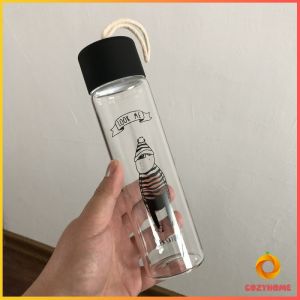 Cozy ขวดแก้วใส่น้ำดื่มพกพา กระบอกใส่น้ำ 360 ml มีสายคล้องมือ พกพาสะดวก Portable glass