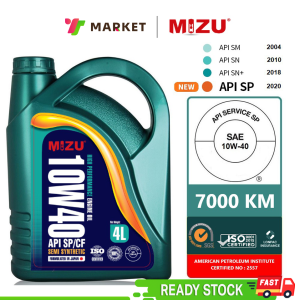 MIZU 10W40 4L Semi Synthetic Engine Oil API SP 10w-40 all car Perodua Proton Toyota Honda Nissan Mazda Ford BMW Hyundai