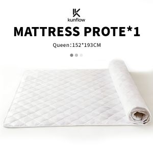 KUNFLOW Premium 100% Cotton Mattress Protector | Soft Breathable Quilted Bed Cover | Skin-Friendly Durable Protection