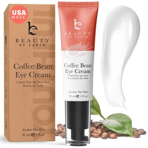Beauty by Earth Caffeine Eye Cream for Puffiness & Bags Under Eyes USA Made with Natural & Organic Ingredients Under Eye Cream for Dark Circles with Glycerin & Vitamin E