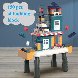 Kids Block Table Set  Puzzle Toys Storage Children Drawing Desk Building Toy Organizer Containers