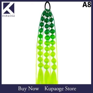 [Kupaoge] 1ชิ้นวิกผมสังเคราะห์โคมไฟหางม้าฟองหลากสีปลอมถักเปียสาวฮอตภาพถนนโคมไฟการสร้างแบบจำลองถักยาว