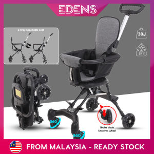 Edens Compact Baby Stroller Lightweight Foldable 2 Way Adjustable Seat With Brake Universal Wheels - Fulfilled by Edens