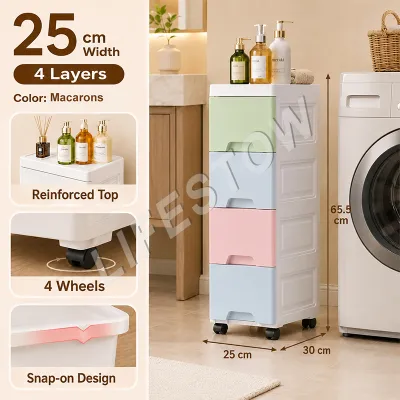 LifeStow 25cm Slim Cabinet Flip Top Cabinet Drawer Plastic Wardrobe For Baby Toy Clothes Home Organizer Home Organizer For Living Room Bathroom Kitchen