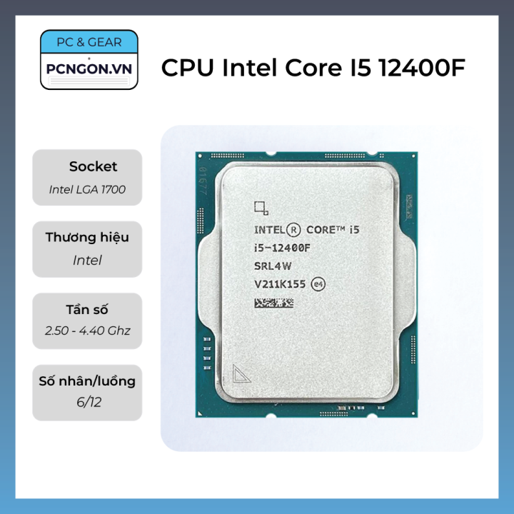 [PCNGON] CPU Intel Core I5 12400F, 2.5GHz Turbo 4.4GHz, 6 nhân 12 luồng ...
