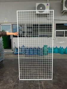 ตะแกรงอาร์ค เคลือบPVC ลวด 3.2mm ขนาด 87x175cm ทำกรงสัตว์ แผงขายของ วางของหนักได้ มีขอบปิด