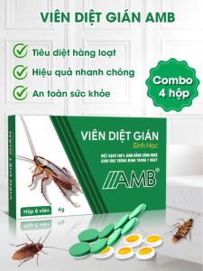 Thuốc diệt gián sinh học AMB - Hộp 8 viên thuốc diệt gián - An toàn cho trẻ nhỏ và vật nuôi - Hiệu quả tận gốc