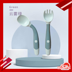 [MRSAVE] Flexible Bendable Baby Feed Training Cutlery Soft Silicone  Spoon Fork Set/Sudu Garpu Budak (MS20240310005)