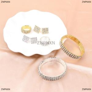 [COD] ZNPNXN 4Pcs set Bridal Jewelry Set Necklace Bracelets Ring Earrings Set Super Gorgeous Luxury Shiny Fashion Jewelry Party Gift