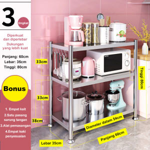 Rak Dapur 5 Susun Stainless Steel Rak Penyimpanan Microwave Oven Serbaguna