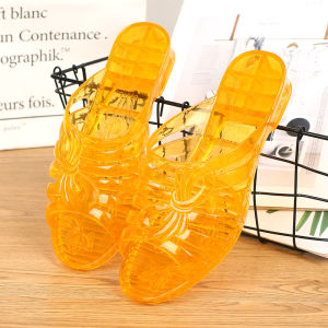 Free Shipping WomenS Mid-Heel Closed-Toe Plastic Outdoor Wedge Sandals Summer Indoor Anti-Odor Plastic Slippers