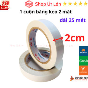 1 Cuộn băng keo 2 mặt rộng 2cm dài 25 mét lõi giấy 3mm - Shop út Lớn
