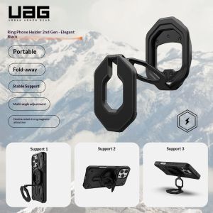 Phiên bản mới UAG MagSafe giá đỡ điện thoại cho xe đạp đứng-Tương thích với iPhone 17 Pro Max & Samsung S25 giá đỡ Nhẫn thông dụng chống rơi xoay 360 ° có thể gập lại cho điện thoại di động