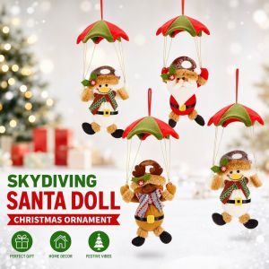 Parachute Flannel Doll Christmas Hanging Ornament Santa Snowman Reindeer Xmas Tree Window Decor