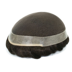 Men Toupee French Lace With Poly Coating Around Hair Replacement 100% Human Hair System for Men Natural Looking Wig Hairpiece for Men