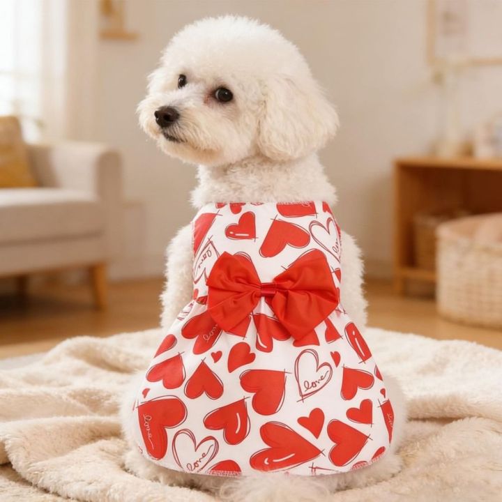 VIVIDI%20Bow%20Lace%20Spring%20Dog%20Princess%20Dress%20Breathable%20Heart%20Patten%20Medium/Small%20Pet%20Skirts%20Cute%20Comfortable%20Dog%E2%80%98s%20Summer%20Dress%20For%20Puppy%20Poodle%20Chihuahua%20Etc%20-%20Image%208
