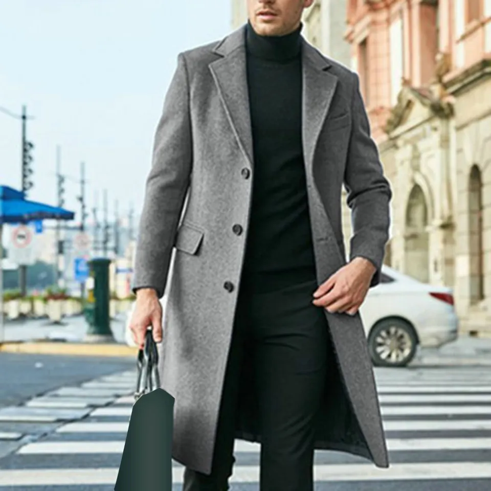 GMBI British Style Coat Knee length Coat Men s Winter Long Coat British Style Knee Length Windbreaker for Autumn Winter Lazada PH