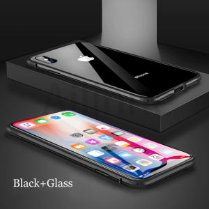 For iPhone 15 14 13 12 11 Pro MAX XR XS Max Case Metal Double Sided Tempered Glass Case 360 Degree Protectio Shockproof Phone Cover