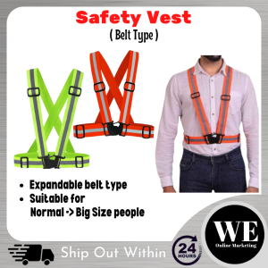 (Ready Stock) Safety Vest - Night Reflective Strap Stripe  Safe Jacket Belt Coat Bright Yellow Green Orange High Visibility Construction Work Motor Rider Security Road Safety Penunggang Motor Car