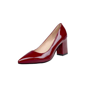 Free Shipping Ebay New Low-Top Work Shoes For Women Autumn Single Shoes WomenS Chunky Heel Solid Color Shallow Toe PU Slip-On Pointed Toe High Heel Shoes For Women