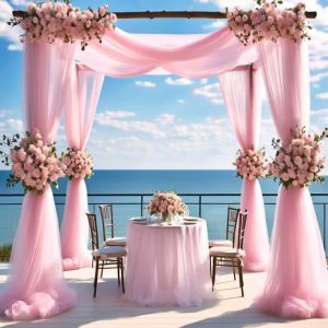 XIJIBAN White Pink Wedding Tulle Arch Elegant 75cm X 6M Draping Fabric Backdrop Draping Material Backdrop Fabric Wedding