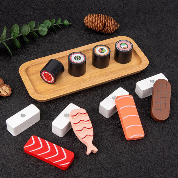 CCArte Wooden Toys Sushi Set for kids pretend Play Food Role Play