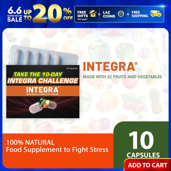 Unilab Integra 10 Capsules: 100% Natural Food Supplement Against Stress From Toxins